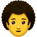 man: curly hair on platform Emojipedia
