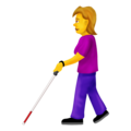 woman with white cane on platform Emojipedia