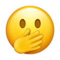 face with open eyes and hand over mouth on platform Emojipedia