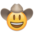 face with cowboy hat on platform Emojipedia