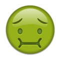 nauseated face on platform Emojipedia