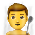 man in steamy room on platform Emojipedia