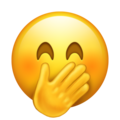 face with hand over mouth on platform Emojipedia
