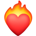 heart on fire on platform Facebook
