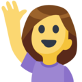 woman raising hand on platform Facebook
