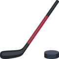 ice hockey stick and puck on platform Facebook