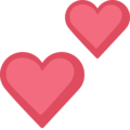 two hearts on platform Facebook