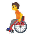person in manual wheelchair on platform Google