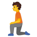 person kneeling on platform Google
