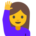 woman raising hand on platform Google