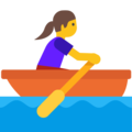 woman rowing boat on platform Google