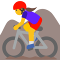 woman mountain biking on platform Google