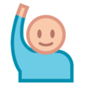 person raising hand on platform HTC
