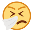 sneezing face on platform HTC