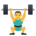 man lifting weights on platform JoyPixels