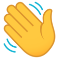 waving hand on platform JoyPixels