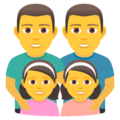family: man, man, girl, girl on platform JoyPixels