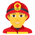 man firefighter on platform JoyPixels