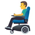 man in motorized wheelchair on platform JoyPixels