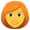 woman: red hair on platform JoyPixels