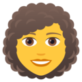 woman: curly hair on platform JoyPixels