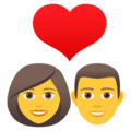 couple with heart: woman, man on platform JoyPixels