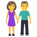 woman and man holding hands on platform JoyPixels