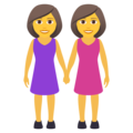women holding hands on platform JoyPixels