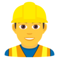 man construction worker on platform JoyPixels