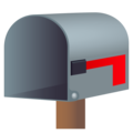open mailbox with lowered flag on platform JoyPixels