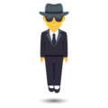 person in suit levitating on platform JoyPixels