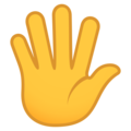 hand with fingers splayed on platform JoyPixels