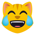 cat with tears of joy on platform JoyPixels