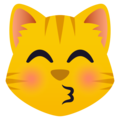 kissing cat on platform JoyPixels