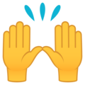 raising hands on platform JoyPixels