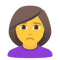 woman frowning on platform JoyPixels