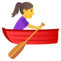 woman rowing boat on platform JoyPixels