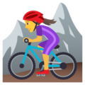 woman mountain biking on platform JoyPixels