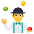 man juggling on platform JoyPixels