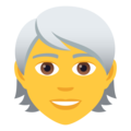 person: white hair on platform JoyPixels