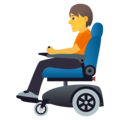 person in motorized wheelchair on platform JoyPixels