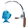 fishing pole and fish on platform JoyPixels