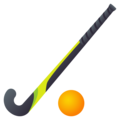 field hockey stick and ball on platform JoyPixels