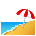 beach with umbrella on platform JoyPixels