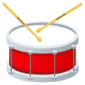 drum with drumsticks on platform JoyPixels