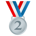 second place medal on platform JoyPixels