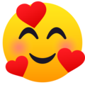 smiling face with 3 hearts on platform JoyPixels