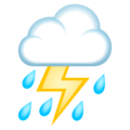 cloud with lightning and rain on platform JoyPixels