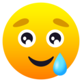 smiling face with tear on platform JoyPixels