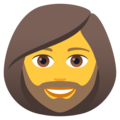 woman: beard on platform JoyPixels